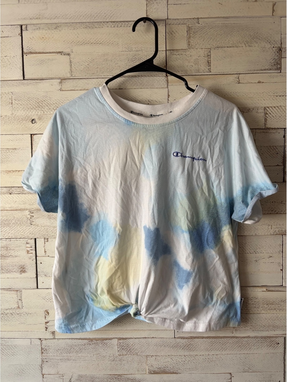 Champion Tye dye blue womens crop top medium